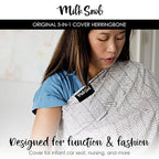 Milk Snob Original 5-in-1 Cover - Added Privacy for Breastfeeding, Baby Car Seat, Carrier, Stroller, High Chair, Shopping Cart, Lounger Canopy - Newborn Essentials, Nursing Top, Herringbone
