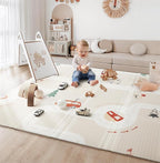 Baby Play Mat 47x47 Foldable Baby Play Mat for Playpen 50x50 Playpen Mat Reversible Foam Play Mat for Baby to Play on Floor 0.4" Crawling Baby Girl Play Mat for 50x50 Playpen(47 * 47 * 0.4)