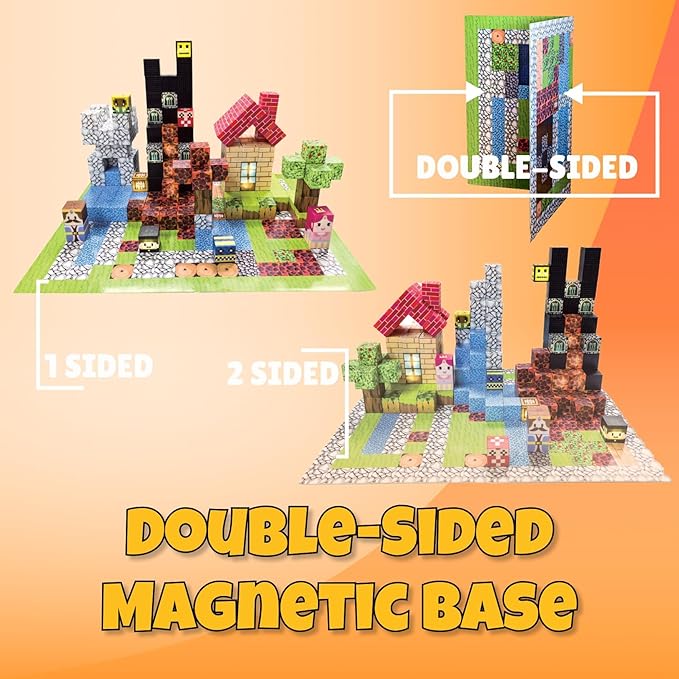 200 PCS Magnetic Building Blocks with 15 LED Light-Up Blocks (Replaceable Battery)&Foldable Magnetic Board,STEM Educational Magnet Cube Set,Creative Construction Toy Gift for Kids (Boys&Girls Ages 3+)