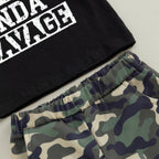 wdehow Toddler Kids Baby Boy Summer Clothes Sets 1T 2T 3T 4T 5T Letter Print Short Sleeve Tops Camouflage Shorts Outfits