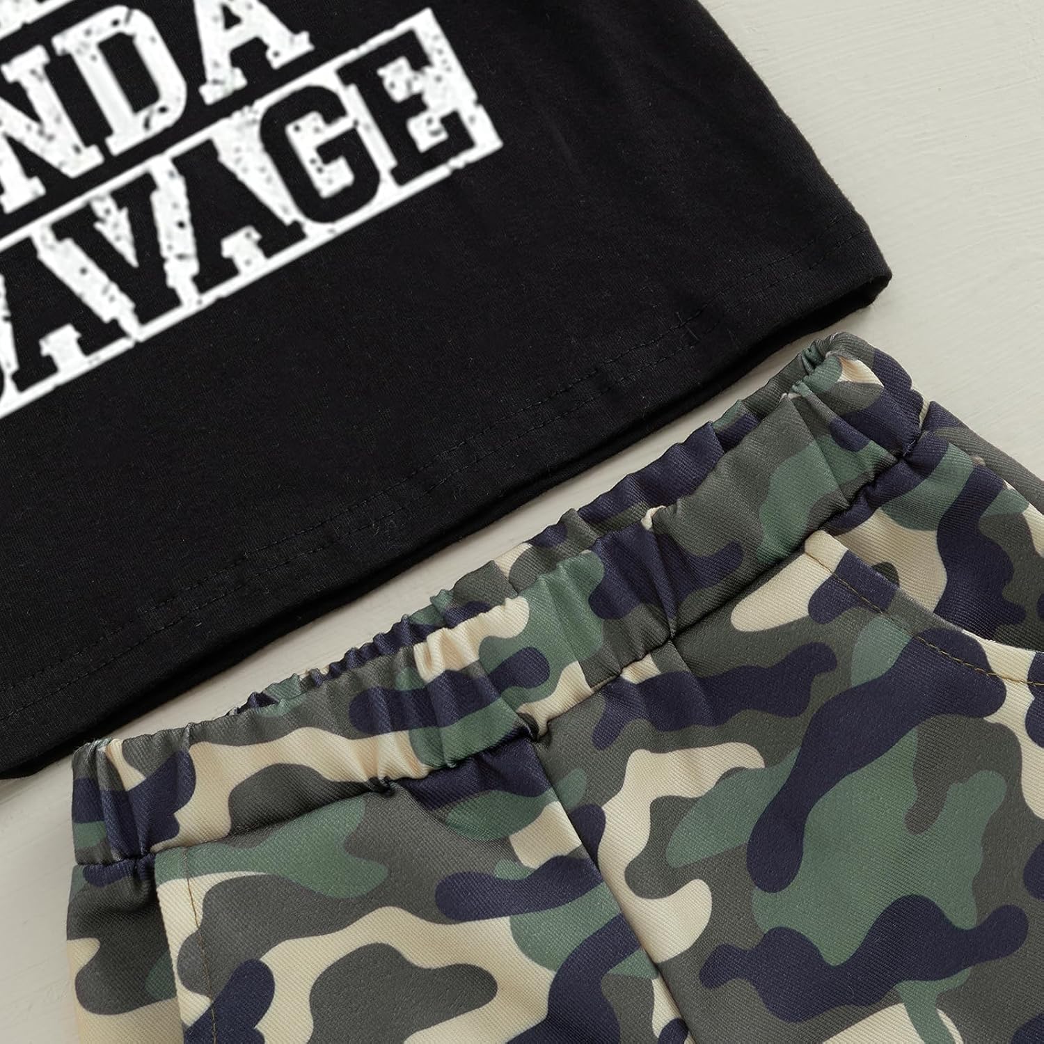 wdehow Toddler Kids Baby Boy Summer Clothes Sets 1T 2T 3T 4T 5T Letter Print Short Sleeve Tops Camouflage Shorts Outfits