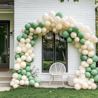 RUBFAC 129pcs Vintage Green Balloons Different Sizes 18 12 10 5 Inches Sage Green Latex Balloon Garland Arch for Masquerade Party Decorations Birthday Baby Shower Wedding Party Supplies
