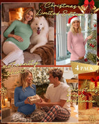 Ficerd 4 Pack Women's Maternity Shirts Cotton Long Sleeve Ribbed Crew Neck Pregnancy Tops Side Ruched Casual Mama Clothes