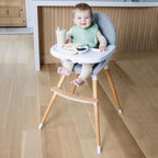 Convertible High Chair for Babies, Toddlers, Kids & Children - Wooden Highchair with Adjustable Height & Dishwasher Safe Tray - Wood Feeding & Dining Chair - Converts to Booster Seat - KoolaBaby