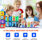 Playmags Large Magnetic Figures Community Set of 15 Pieces – 3” Play People Perfect for Magnetic Toys Building Blocks - STEM Learning Toys for Kids – Magnet Tiles Expansion Accessories Pack