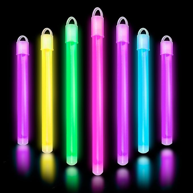 Glow Fever Glow in The Dark Sticks - 50 ct 6" Glow Sticks Bulk Party Pack with End Caps & Lanyards - Glow Party Favors for Concert, Festival, & Wedding Neon Light Sticks by Party Dragon, Multi