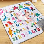 Baby Play Mat - Thicken 71x59 Inch Soft Foam Crawling Mat for Playpen & Floor, Non-Slip Waterproof Playmats for Infants & Toddlers, Portable Foldable & Machine Washable, Dinosaur & Letters