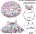Handmade 17cm Doll Clothes - Crochet Handcraft Cute Styles 15cm/17cm Dolls Outfits, Matching Halter Dress and Headband Accessories for Dress Up Gift (Macaron)