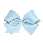 Wee Ones Girls' Plain Wrap Classic Grosgrain Hair Bows on a WeeStay No-Slip Hair Clip, Handmade, King, Millennium Blue