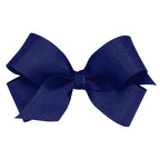 Wee Ones Girls' Plain Wrap Classic Grosgrain Hair Bows on a WeeStay No-Slip Hair Clip, Handmade, Mini, Light Navy