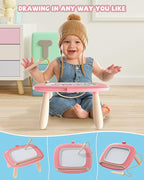 Kikapabi Toddler Magnetic Drawing Board - 1st Birthday Gifts for 1 2 3 Year Old Girls & Boys, Learning Doodle Board, Educational Toys for Baby (Pink)