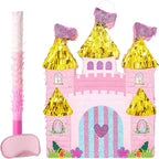 WERNNSAI Princess Castle Piñata - Princess Birthday Party Decorations Pink Princess Piñata with Blindfold and Bat for Birthday Girls Family Game Princess Theme Birthday Party Supplies 16.4” x 12.4”
