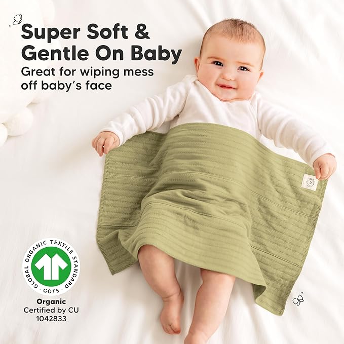 KeaBabies Organic Cotton Burp Cloths Baby Girl, Boy - 6-Pack Large Burping Clothes for Babies, Spit Up Rags, Super Soft & Absorbent Newborn Wash Towels, Gender Neutral, Non-Shrink (Stria, Boho)