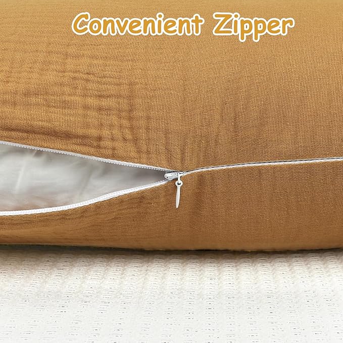 Hooyax Muslin Nursing Pillow Covers 2 Pack, Soft and Breathable Nursing Covers for Breastfeeding Pillows, Adorable Infant Feeding Pillow slipcover for Baby Boy and Girls (Brown Rainbow)