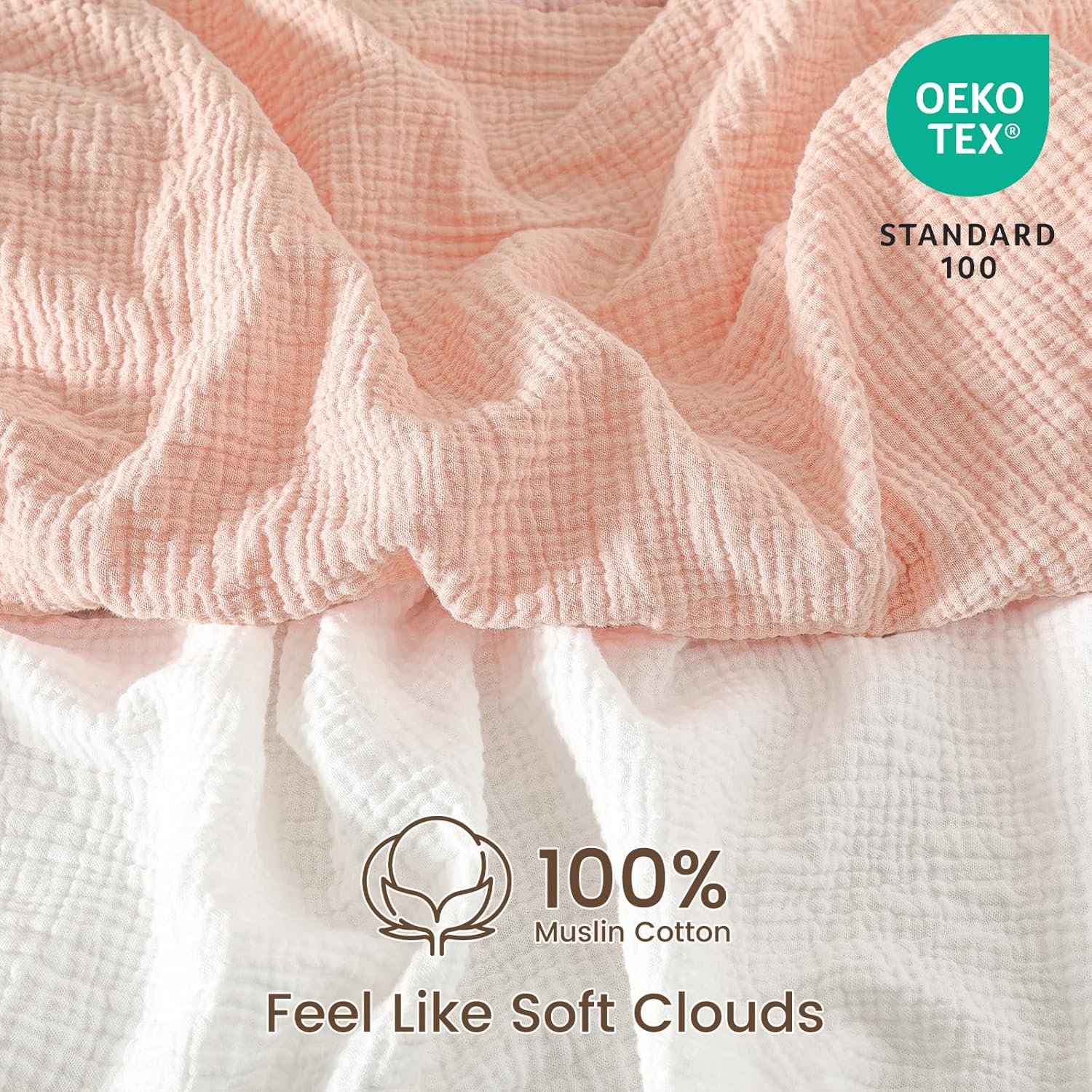 david's kids Muslin Crib Sheets for Boys Girls, 2 Pack 100% Cotton Soft Breathable Fitted Baby Sheet Set, 28x52 Inch Fits Standard Crib and Toddler Mattresses, Snow White & English Rose