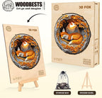 WOODBESTS Wooden Puzzles for Adults, 3D Fox Wood Puzzles Adult(100 Pieces, S, 8.5 * 8.3in), Unique Shape Wooden Animal Jigsaw Puzzles, Birthday Gifts for Adults Family Game