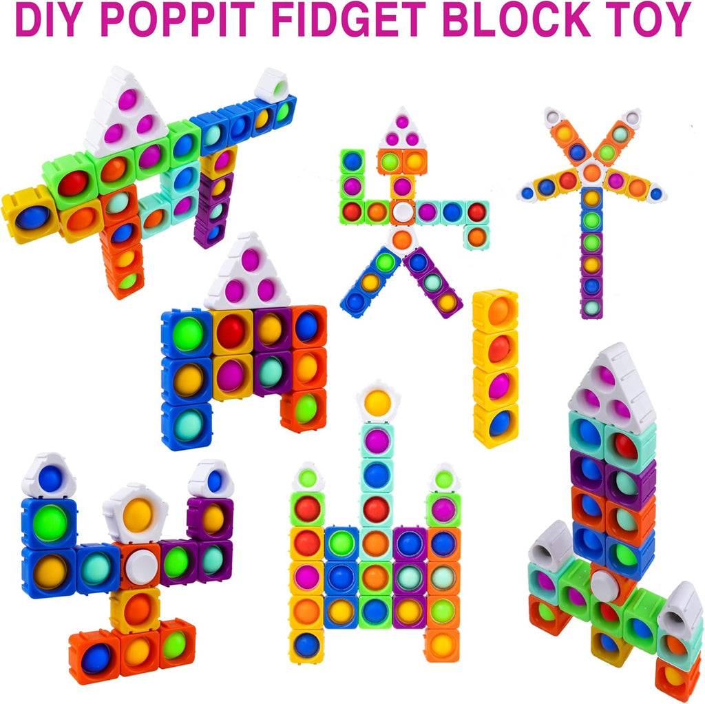 Popit Boy Toys Girl Dimple Fidgets Block Toys Pack Kids 39PCS DIY Push Poppers Fidget Blocks Sensory Toy Set Autism Children Adults Stress Relief Poppet Bubbles Toys Gift Toddler 3 12