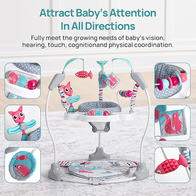 Portable Baby Activity Center Play Center 7-18 Months and Developmental Toys 7-18 Months,Pink