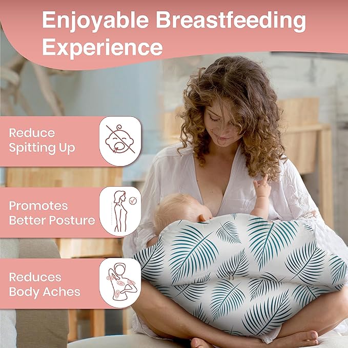 PILLANI Nursing Pillow for Breastfeeding, Breast Feeding Must Haves, Baby Pillow, Breast Feeding Pillow for Mom & Baby, Removable Cotton Cover, Adjustable Waist Strap, Breastfeeding Essentials Newborn