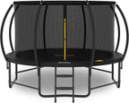 14FT 12FT 10FT 16FT Trampoline with Safety Enclosure, Anti-Rust Coating – ASTM Certified, Heavy-Duty Outdoor Trampoline with Ladder – for Kids & Adults