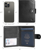 Polare Luxury RFID Blocking Leather Passport Holder Travel Wallet For Men and Women (Black(Snap Version))