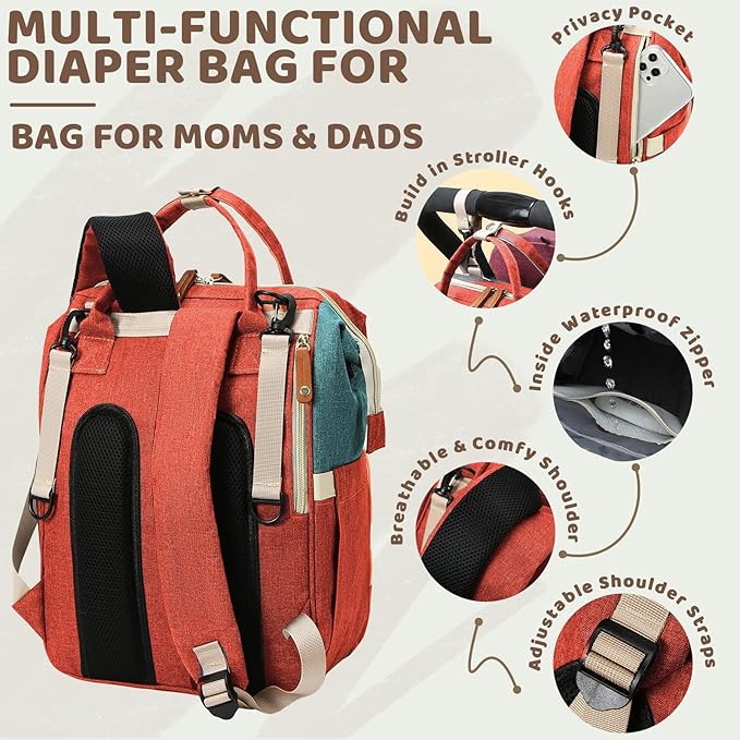 Diaper Bag Backpack for Girls Boys: Multicolor Toddler Diaper Bag with Changing Pad Baby Backpack Diaper Bag for Mon Dad Newborn Pañaleras Bebe Niña Niño Baby Registry Search Essentials Must Haves