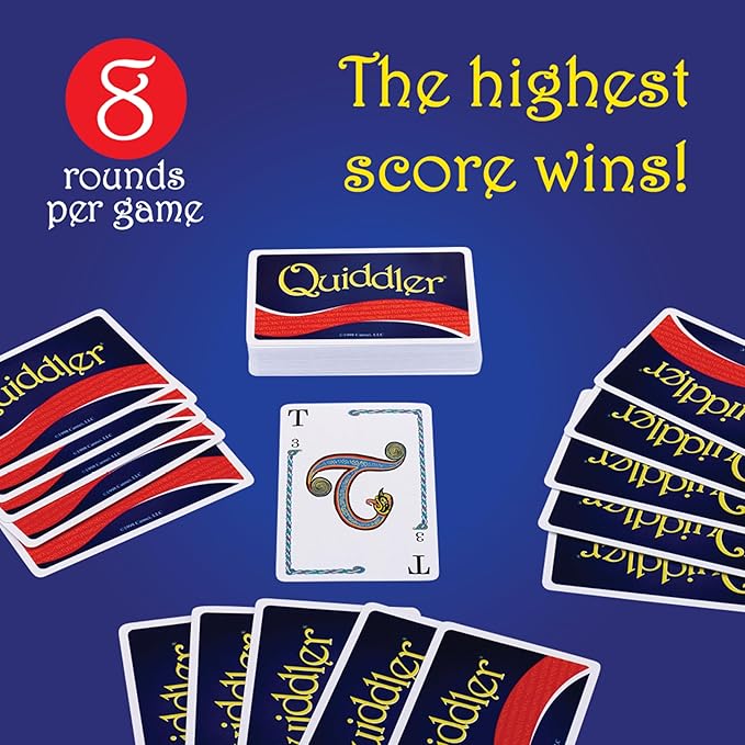 Quiddler Card Games for Kids - Playing Cards Word Games, Deck of Cards, Fun Family Games for Kids and Adults, Game Night, Travel Games, Multi-Player, Ages 8+
