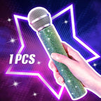 Sanwuta Fake Microphone Prop Sparkly Bling Rhinestones Plastic Play Microphone Pretend Glitter Bedazzled Mic for Cosplay Party Costume(Gradient)