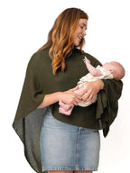 We are Amma | The Cocoon™ - Newborn Essentials Must Haves: Nursing Cover for Breast Feeding Essentials | Nursing Sweater Used as Breastfeeding Cover (Olive, Plus Size)