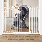 owlie 37.4" Extra Tall Wide Baby Gate for Stairs Doorways,47-57 Inch Extra Large Long Baby Gate with Door Indoor Safety Metal Pressure Mounted Pet Gate with Walk-Thru Auto Close, White