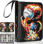 9 Pocket Baseball Card Binder Holder Fits 900 Cards with 50 Removable Sleeves, Trading Card Collection Binder Album Book Case Storage for Boys Girls Toys Gift (Flame 9 Pocket)