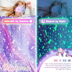 Unicorns Gifts for Girls Kids Toys 3 4 5 6 7 8 9 10 Years Old with LCD Writing Tablet/Glowing Blanket/Unicorn Bracelet/Eye Mask/Crossbody Bag/ 12PCS Purple Teen Girl Birthday Christmas Unicorn Toy