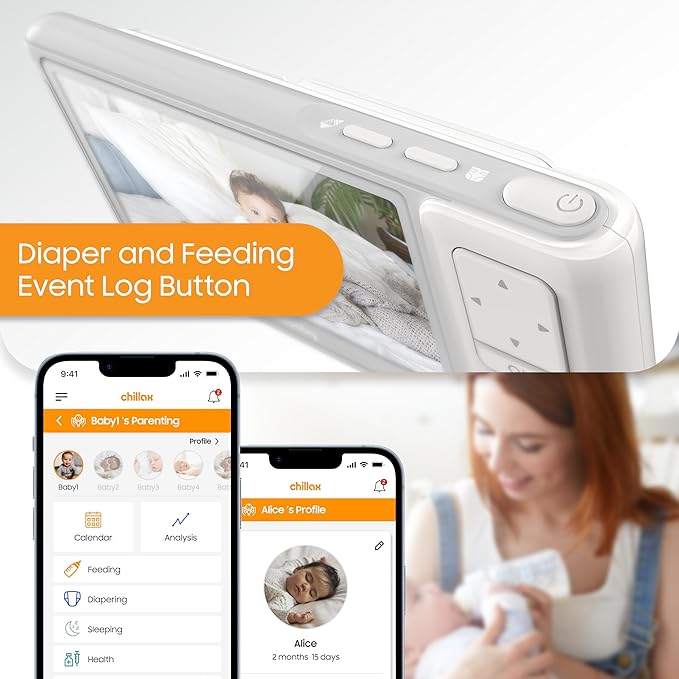 CHILLAX Giraffe Pro Max Baby Monitor, 1080p Full HD Camera with 5” 720p Screen, Privacy Mode, Flexible Gooseneck, Auto-Dimming LED, Two-Way Talk, and Night Vision, Video with Camera and Audio