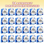ArtCreativity 24-Pack / 2" Mini Astronaut Paratroopers – Durable Parachute Toys for Kids – Space-Themed Party Favors, Astronaut Piñata Fillers, and Goodie Bag Toys