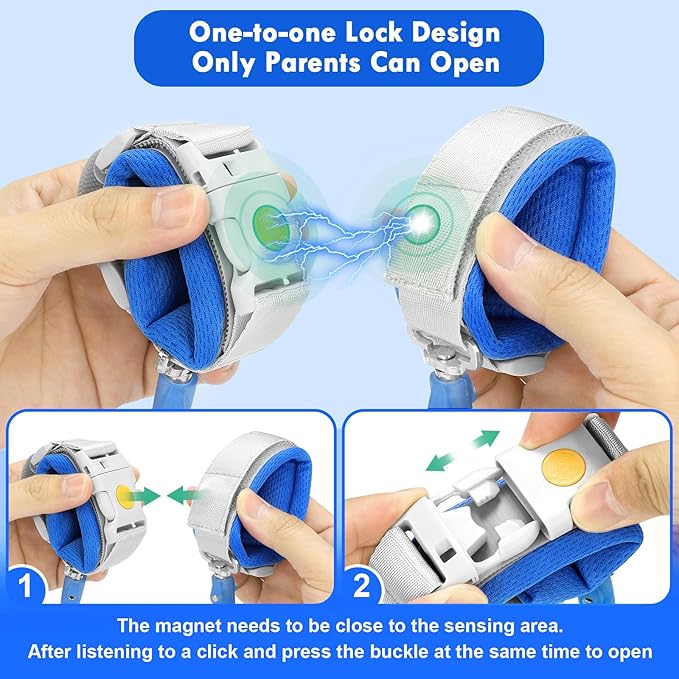 Accmor Anti Lost Wrist Link with Induction Lock, 2 Packs Upgraded Toddler Leash, Reflective Kids Wrist Leash for Baby Boys Girls, Child Walking Wristband Leash with Magnetic Unlock Design for Outdoor