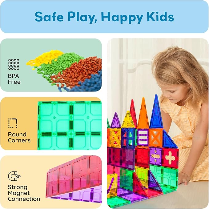 PicassoTiles Large Stabilizer Building Block Base Magnetic Building Block Tiles Jumbo XL Plate Foundation Kit Magnet Tile Stacking STEM Toy Set Compatible Education Construction Learning Square Set