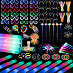 272 PCs Glow Party Supplies, 24 Foam Glow Sticks, 24 LED Glasses and 200 Glow Sticks ＆ Bracelets, 12 Glow sticks headband 12 Fiber Optic Hair Light，Glow Neon Party Favors for Wedding, Concert, Raves