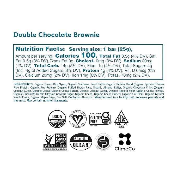 GoMacro Kids MacroBar Organic Vegan Snack Bars - Double Chocolate Brownie (0.90 Ounce Bars, 7 Count)