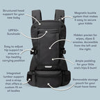 Colugo Baby Carrier - Baby Carrier Newborn to Toddler, Toddler Carrier, Adjustable, Lightweight, Breathable Carrier for Newborn to 33 Pounds (Black)