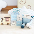 I'm Solid Wood Monthly Weekly Yearly Milestone Age Blocks, Newborn Gifts & Keepsakes for Picture Props (4 Pcs/Blue)