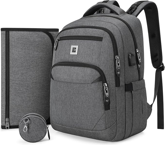 UKEIN Diaper Bag Backpack, Multi function Baby Bag with Portable Changing Pad, Pacifier Holder,Diaper Bags with USB Charging Port,Perfect Baby Shower Gifts for Mom, Dad, Newborn