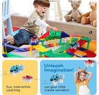 PicassoTiles 80pc Race Car Track Magnetic Tiles Building Block Educational Toy with 2 Light Up Cars Kids Toddler Toys Magnets Tile STEM Learning Construction Tracks for Fine Motor Skill Training PTR80