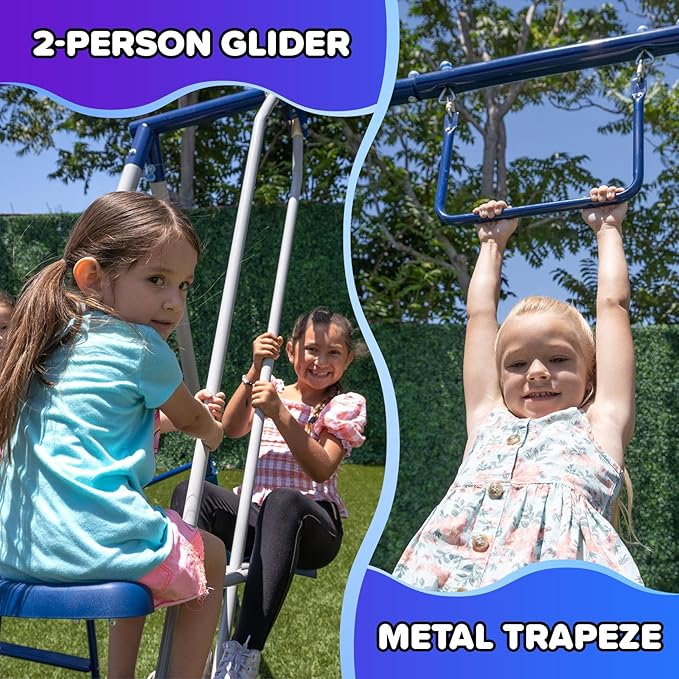 Sportspower Arcadia Swing Set - Outdoor Heavy-Duty Metal Playset for Kids with Slide