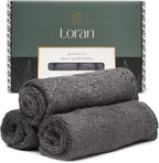 Charcoal Grey Washcloths Set of 6 Soft Facial Cloths 10” x 10” 100% Viscose Derived from Bamboo Spa-Like Feel Silky Face Cloth for Skin Cleansing