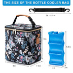 Breastmilk Cooler Bag with Ice Pack Fits 6 Baby Bottles Up to 9 Ounce, Baby Bottle Bag with Shoulder Strap for Nursing Mom Daycare, Floral