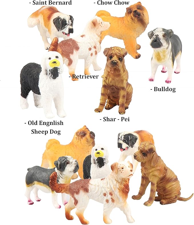 Liberty Imports 18 PCS Large Dog Figurines Playset, 4" Toy Pet Puppy Realistic Play Figures, Canine Bulk Animal Variety Cake Toppers, Party Favors for Kids