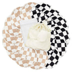 wegreeco Nursing Breast Pads (14 Pack) + Laundry Bag & Travel Storage Bag, 4.7 inch - Washable & Reusable Breastfeeding Nursing Pads (Light Coffee, Black Checkerboard, Large, Contoured Shape)