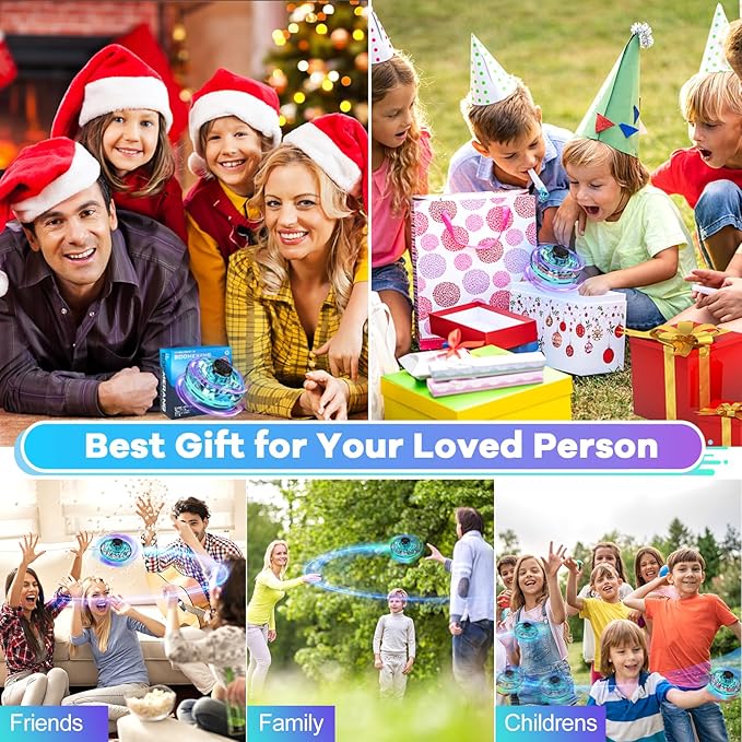 Hand Operated Mini Drone for Kids - LED UFO Flying Orb Ball, Rechargeable Mini Fidget Spinner Toy for Indoor Outdoor,Christmas Birthday Party Gifts for Girls Boys (Green)