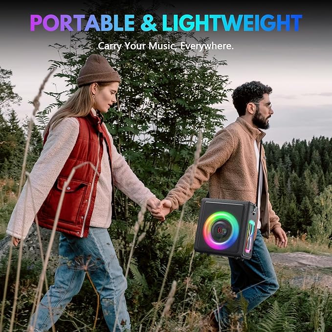 Karaoke Machine, Portable Bluetooth 5.3 Speaker with 2 Wireless Microphones for Adults, PA System with Pitch Correction & Echo Adjustment, Supports TWS/TF Card/USB/AUX/Live for Home Party