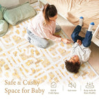 PopsyKosy Premium Baby Foam Play Mats - Stylish Floor & Exercise Puzzle Mat for Toddlers and Kids- 6 Soft, Non-Toxic, Odorless, Peel-Resistant Foam Tiles - 6ft x 4ft - 0.5” inch Thick, Warm Beige